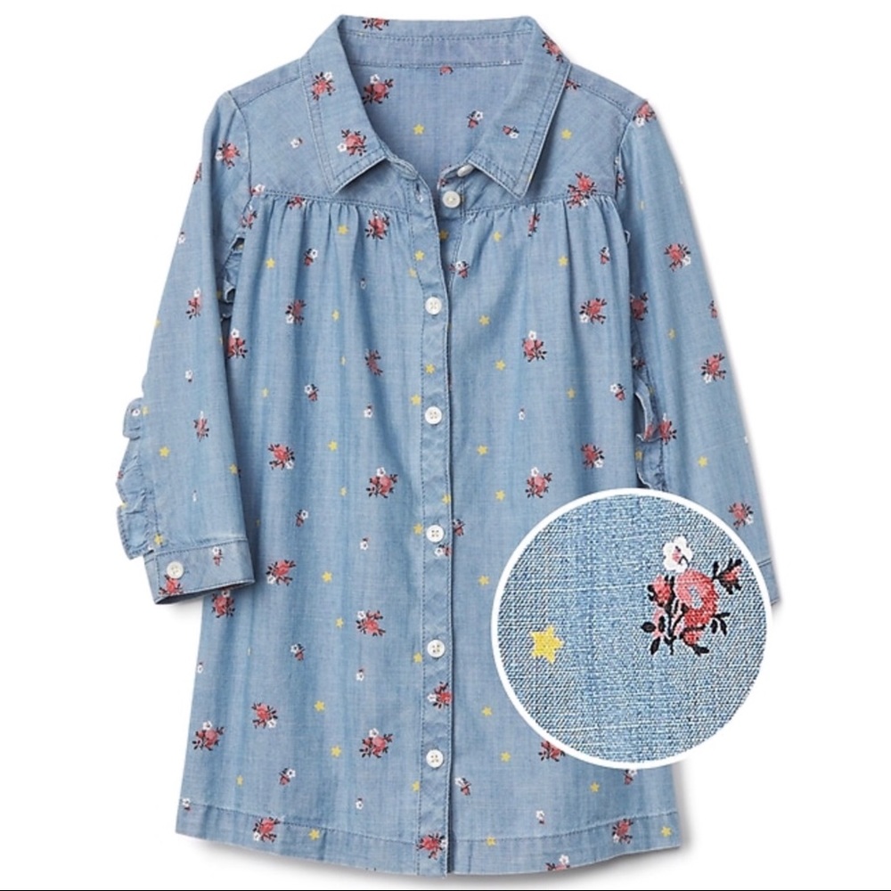 Gap Floral Ruffle Shirt Dress
